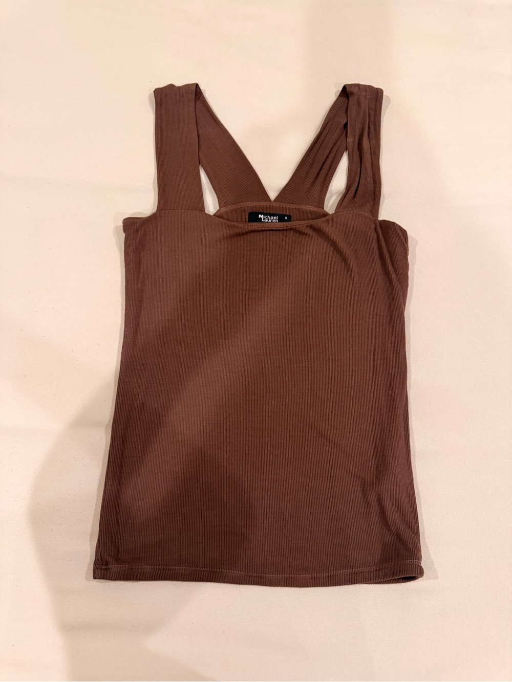 Michael Lauren Chocolate Brown Ribbed V-Neck Tank